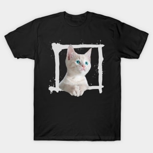 Green Eyes White Kitten T-Shirt